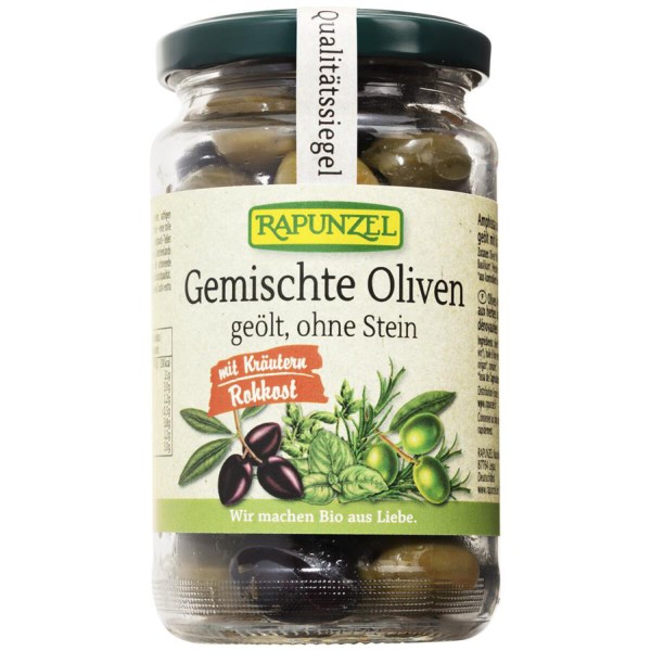 Oliven gemischt mit Kräutern ohne Stein